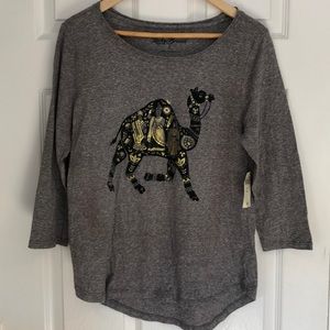 Lucky Brand 3/4 sleeve t-shirt, elephant